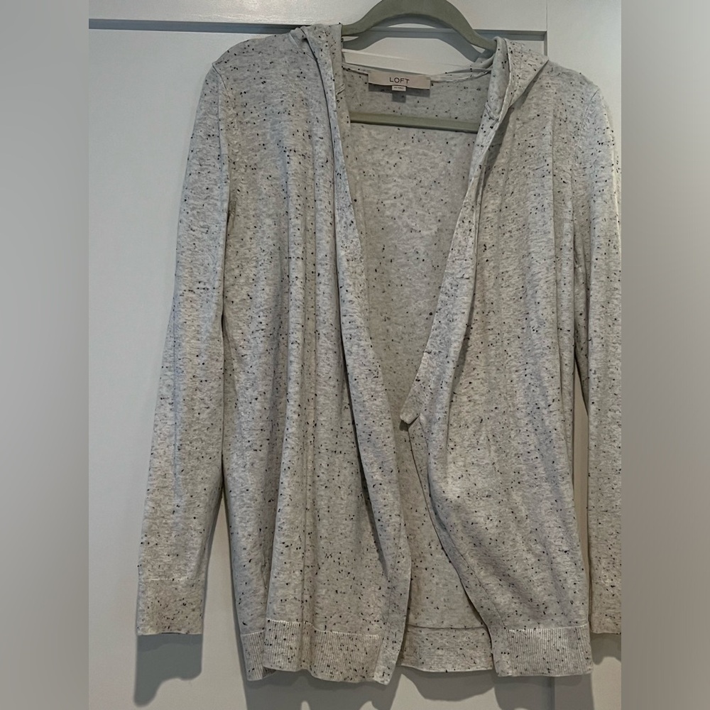 Loft Open Front Long Sleeve Cotton Cardigan With Hood Size